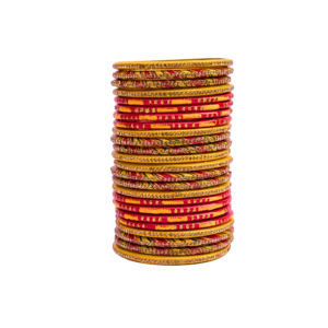 lac bangles set Komal -Yellow pack of 24